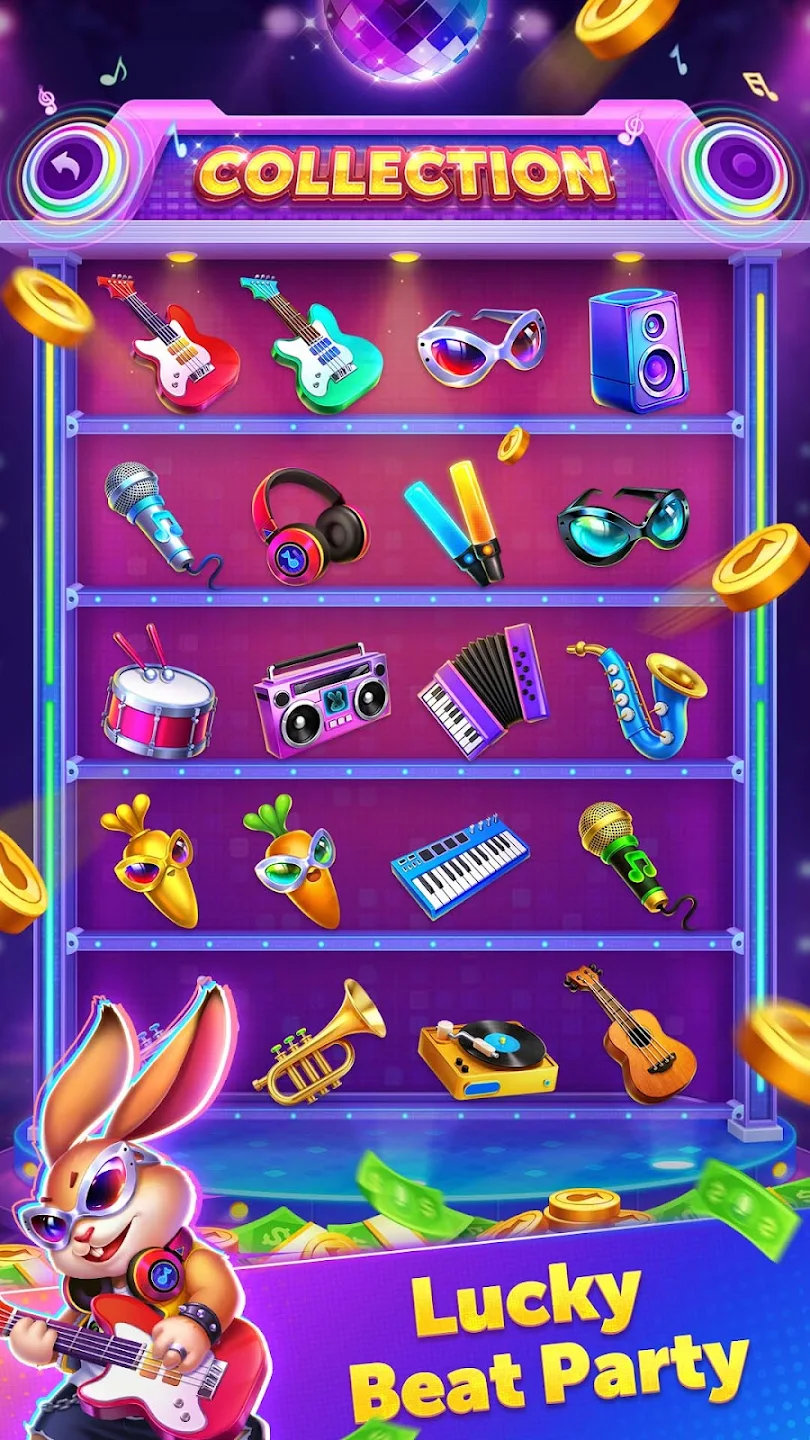 Collection-themed screen showing rhythm props and stage accessories